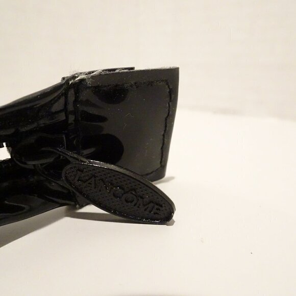 Lancome Makeup Bag Zippered Pouch Black White Spell Out Logo Vinyl EMPTY - Picture 5 of 6